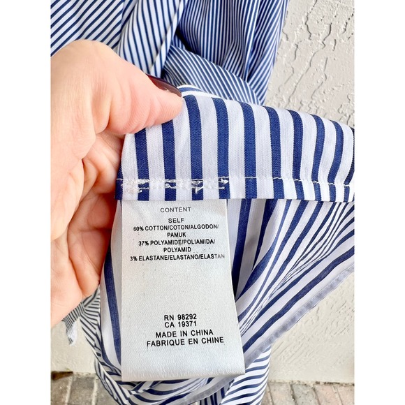 Tibi Sleeveless Collage Striped Halter Midi Dress Asymmetrical Blue Women's Sz 6 - Picture 8 of 9